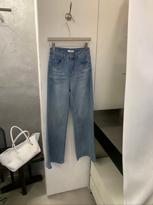 LEAVES叶子家韩系小众高腰显瘦微喇直筒牛仔裤女宽松百搭休闲长裤