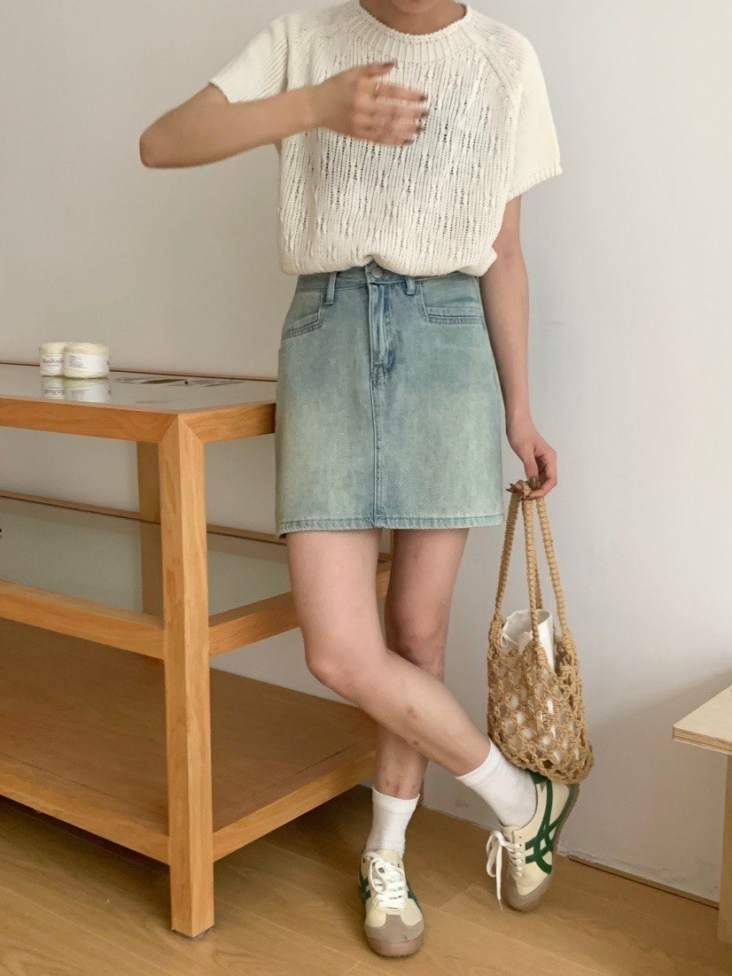 cici西西牛仔半身裙女2024年夏季新款高腰显瘦防走光a字包臀短裙