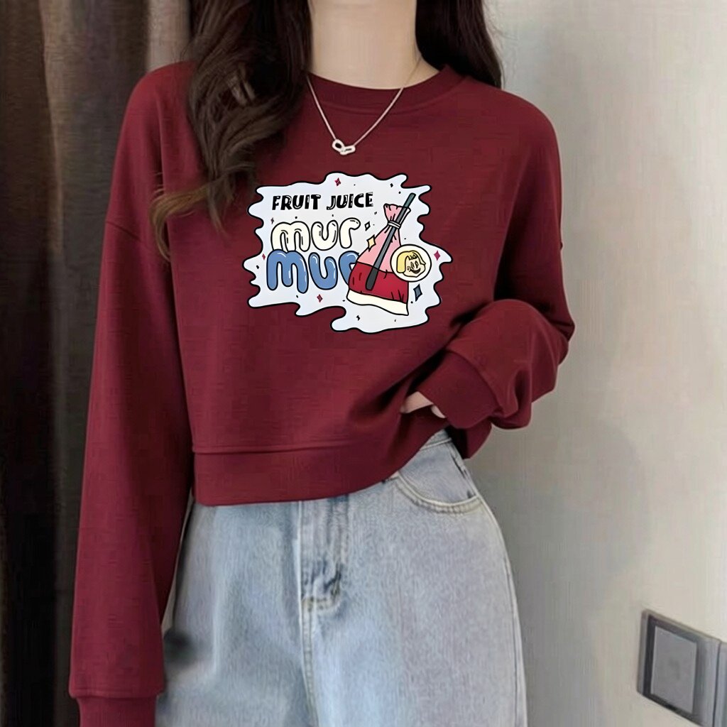 纯棉卡通印花卫衣女短款显瘦