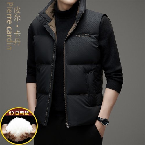 皮尔卡丹品牌轻奢羽绒马甲男加厚2025新款冬季立领羽绒服背心外穿