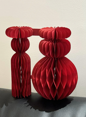 福字摆件马年客厅桌面摆件灯笼蜂窝球装饰品春节过年氛围布置喜庆