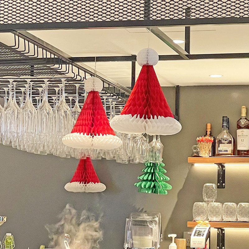 圣诞节装饰品圣诞帽子挂件客厅吊灯布置门店铺场景氛围拍照道具