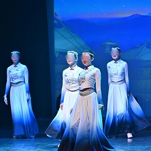 女子民族群舞《乌兰巴托的夜》同款蒙古族舞蹈演出表演服专业定制