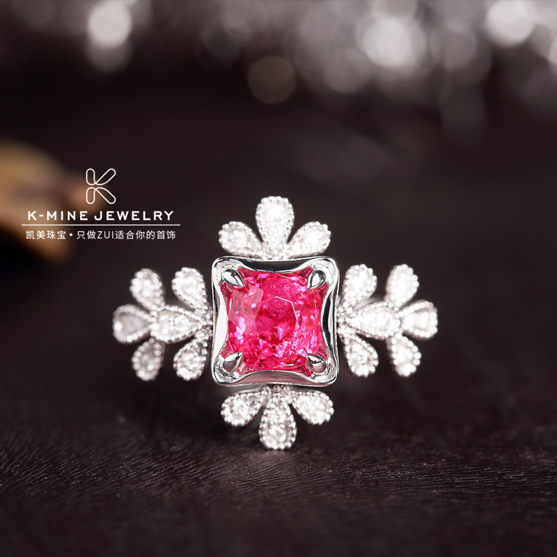 凯美珠宝18K金绝地武士缅甸尖晶石钻石戒指天然彩色宝石镶嵌定制