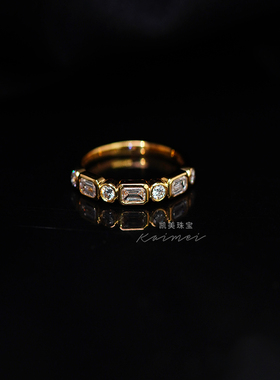 18K金培育钻戒指指环70分圆钻异形钻排戒摩登前卫时尚个性百搭女