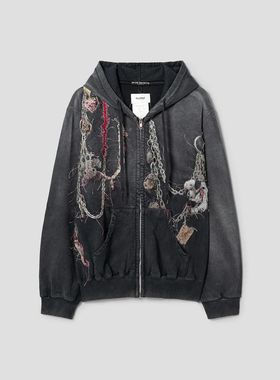 DOUBLET Embroidered Chain Zip-Up Hoodie链条刺绣帽衫