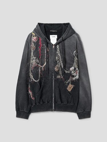 DOUBLET Embroidered Chain Zip-Up Hoodie链条刺绣帽衫