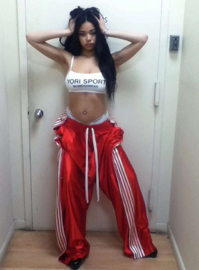 Yori Sport 5-Stripe Magnetic Rip-Off Sweats 红色长裤