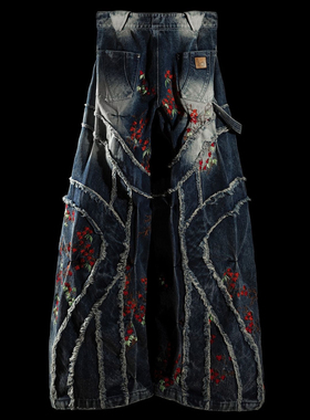 Badson Oyxgen2 autumn overgrowth pants 枫叶花卉刺绣牛仔裤