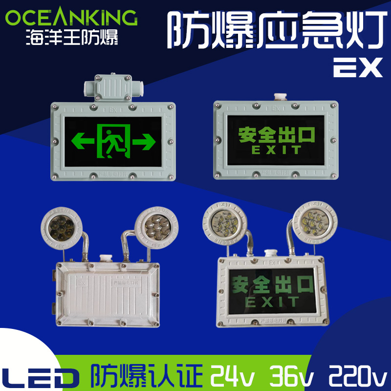 防爆安全出口指示牌双头应急照明灯LED消防疏散220V36V24v海洋王 家装灯饰光源 应急灯 原图主图