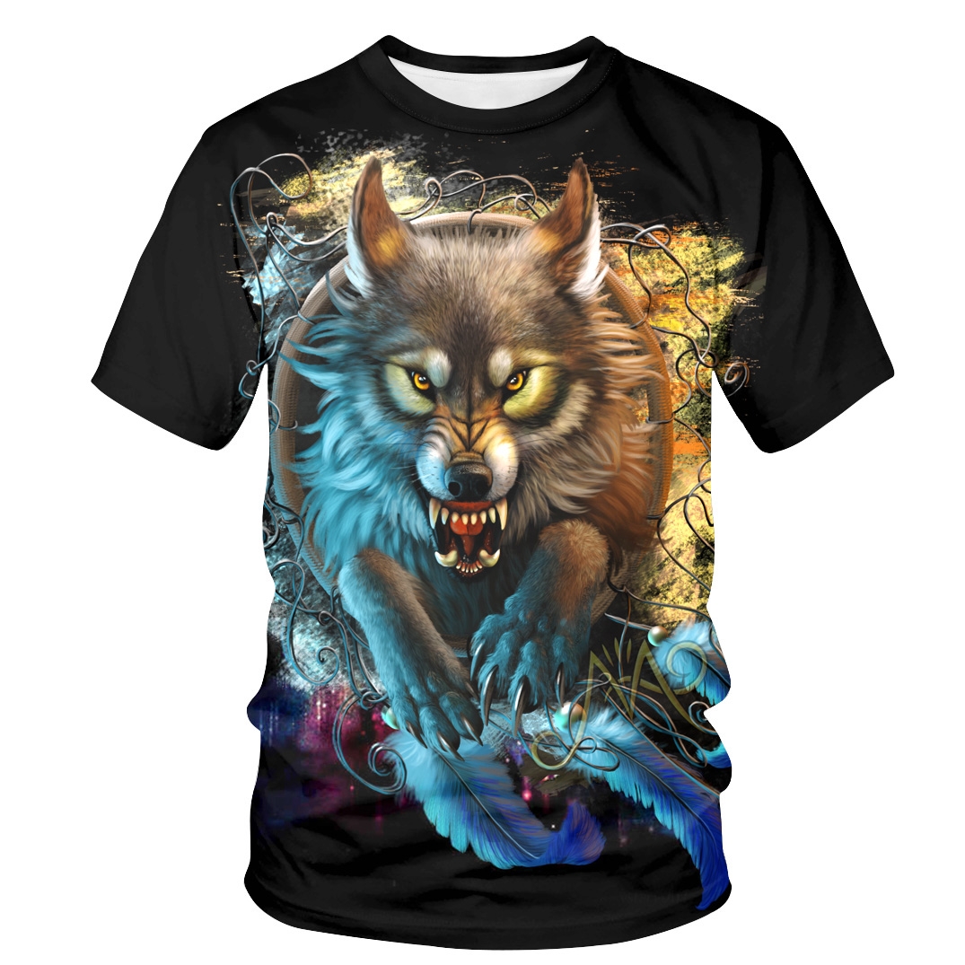 夏3d立体潮牌个性速干獠牙男t恤