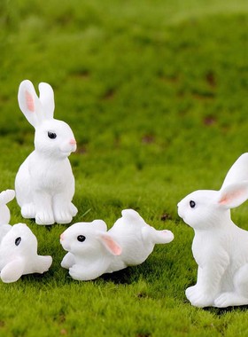 盆栽摄影可爱风蛋糕兔子装饰摆件