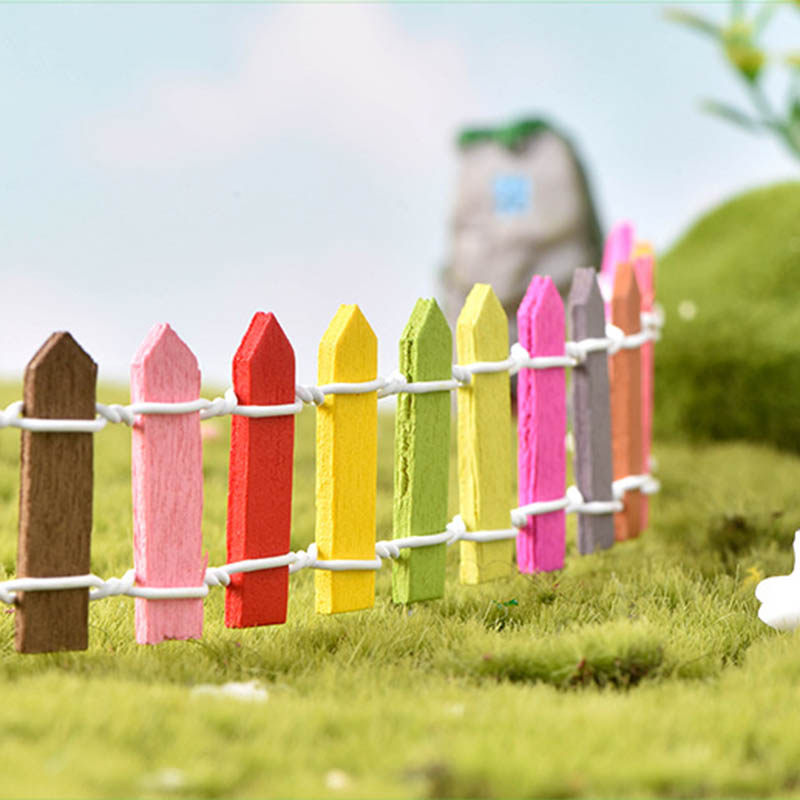 微景观花盆装饰小摆件创意手工木质栅栏松木彩色围栏30cm木围墙