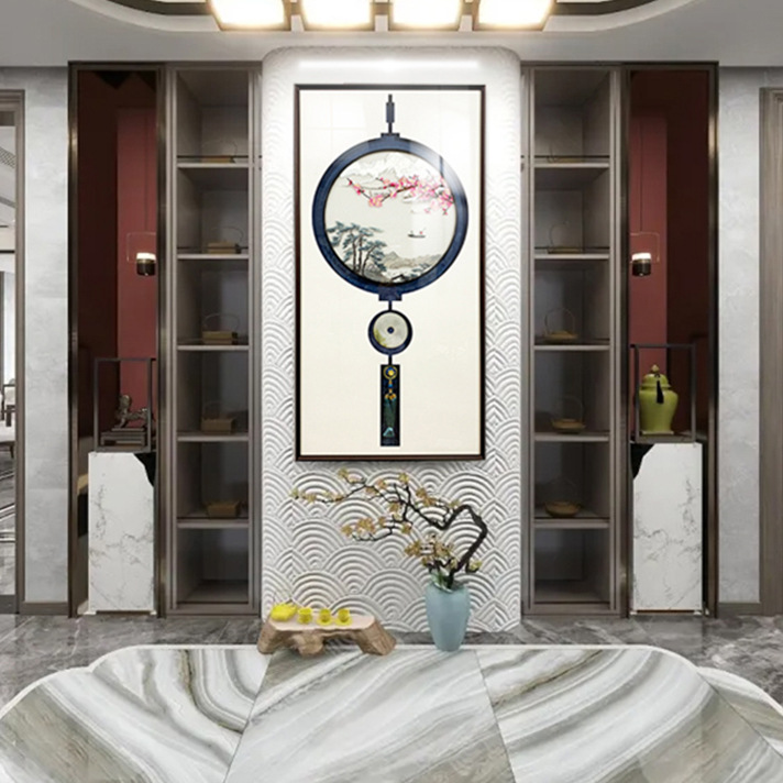 苏绣春江水新中式玄关装饰画客餐厅背景墙挂画走廊刺绣墙壁画成品图片