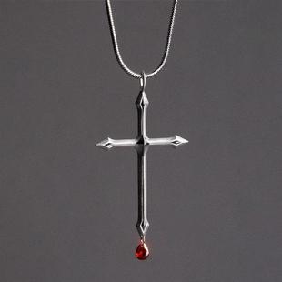 原创设计-圣痕系列【圣剑】十字架红项链蛇骨链双质感