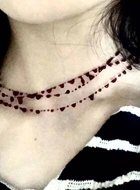 超酷!复古哥特手工血滴项链手链choker锁骨链纯欲鱼线项链