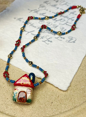精灵小房子 设计感小众手工项链女锁骨链