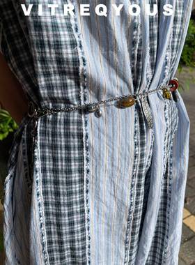 游牧中古自然宝石覆古感原创小众设计多功能腰炼 炼 项炼