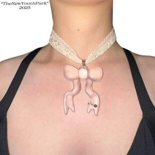 蕾丝蝴蝶结项链chocker*长短可调节*原创设计