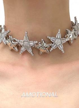 循环系列星星项炼choker纽扣锆石锁骨搭建重工手作设计