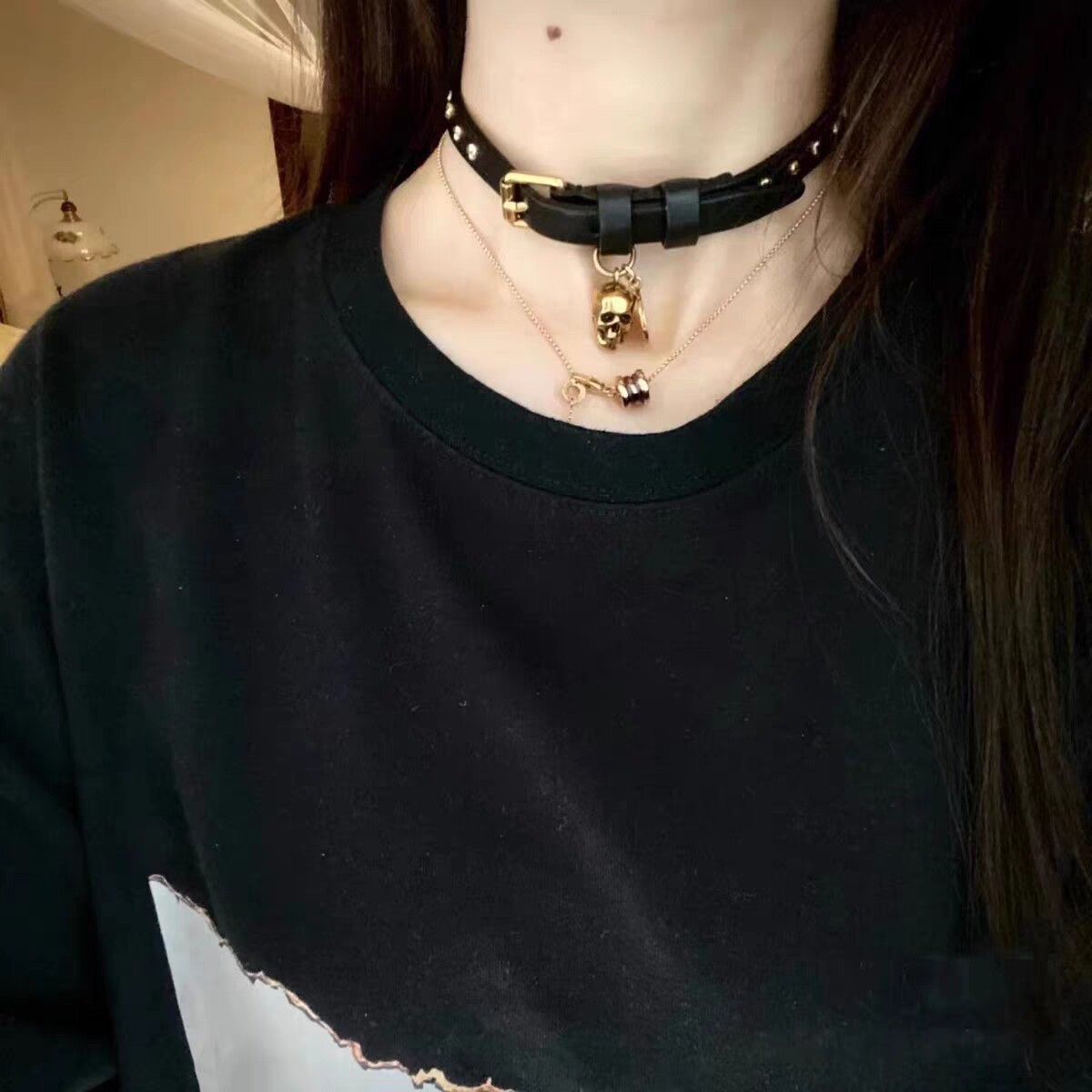 【特】酷就完事儿!   小众小羊皮骷髅头雕刻手饰项圈choker