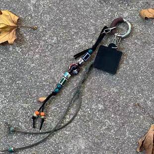 小众设计感原创手作串珠定制皮牌钥匙绳