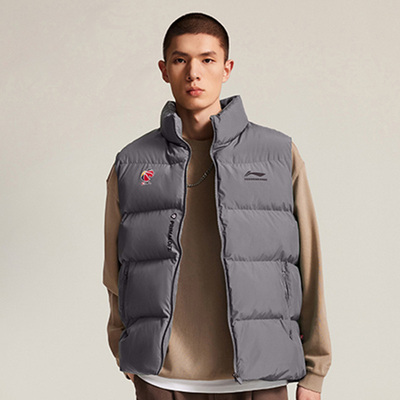 李宁CBA棉马甲男士冬季2025新款立领夹棉背心男装保暖上衣运动服