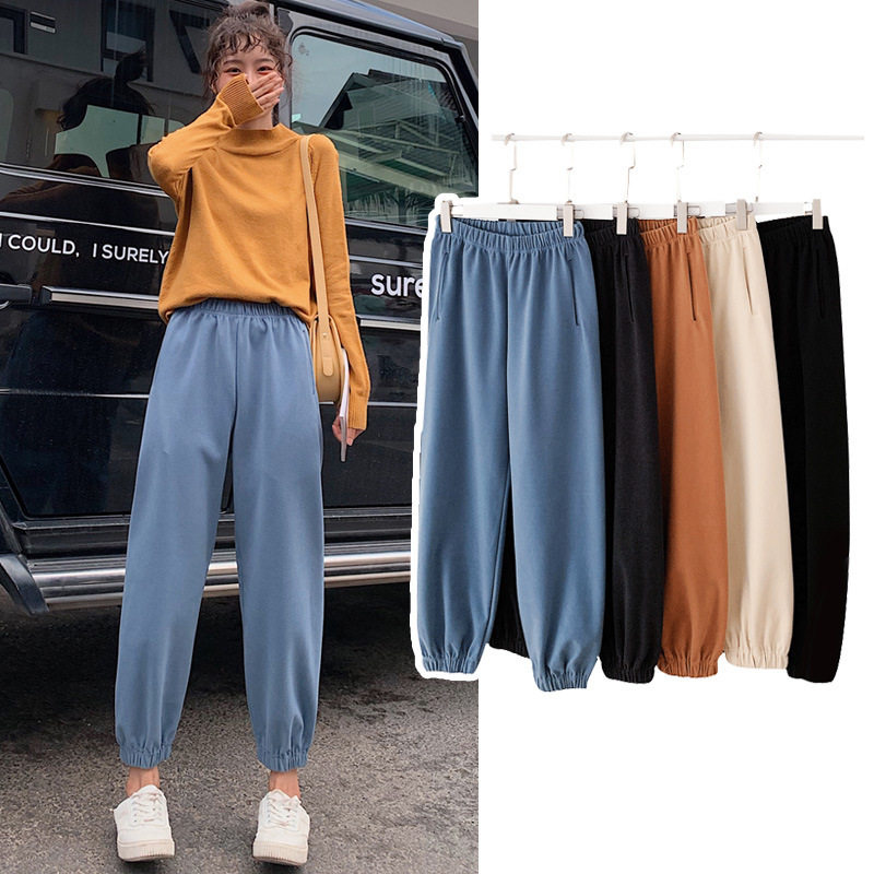 加厚毛呢奶奶裤女秋冬哈伦阔腿萝卜束脚休闲宽松呢子仙女暖暖裤子