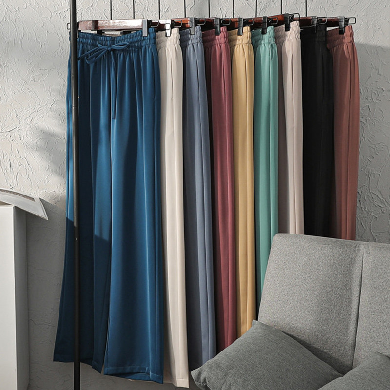 云朵裤阔腿裤女2020新款春秋高腰显瘦百搭垂坠感直筒天丝休闲裤子