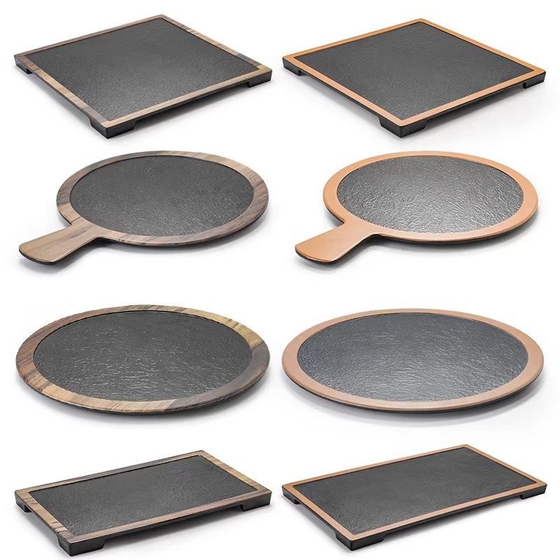 密胺披萨盘子创意寿司平盘西餐手柄盘日式烤肉摆盘火锅店菜盘商用