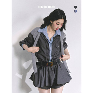 花苞裙短裙 %假两件赫本风连衣裙女秋季 AOMALM少也眼 耶鲁优等生