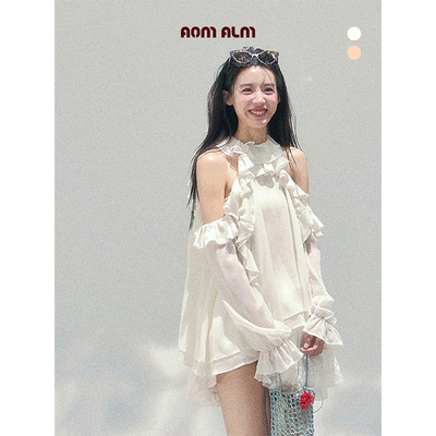 高级感法式优雅喇叭袖雪纺上衣