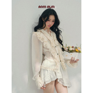 回忆 女春季 温度 宫廷风荷叶边蕾丝衬衫 上衣 %法式 AOMALM少也眼