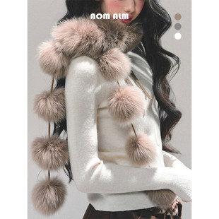 仿狐狸毛防寒保暖皮草女冬围领 %法式 AOMALM少也眼 穿过她身边