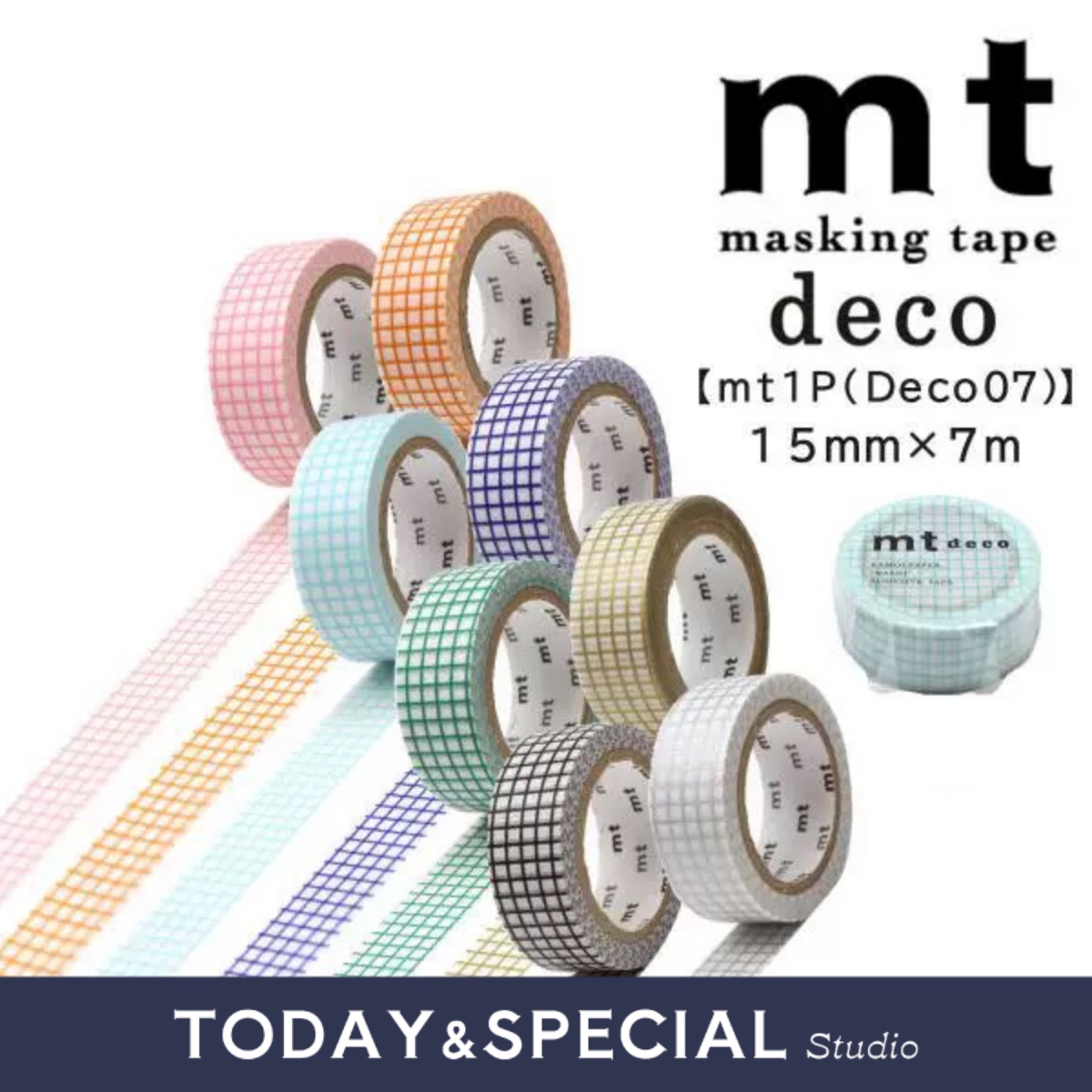 【现货】日本MT deco基础系列胶带水玉波点方眼格纹手帐和纸胶带