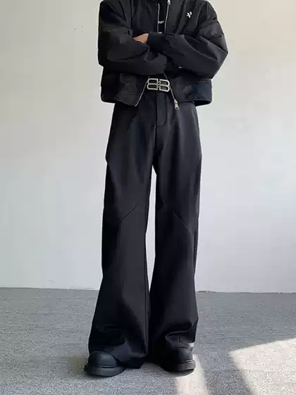 Cleanfit Men's Trousers, Stylish and Cool Design, Dress Pants with a Draping Feel, High-End Feel, Spring and Autumn Straight-Leg, Slightly Flared Wide-Leg Pants