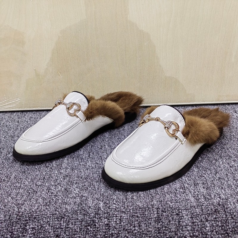 35码断码清仓毛毛鞋女包头半拖外穿金属扣懒人鞋平底穆勒鞋一脚蹬,女鞋,毛毛鞋,淘宝优惠券,粉丝福利购,淘宝优惠卷