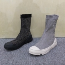 撤柜清仓处理秋季 饰圆头厚底针织套筒袜靴女瘦瘦靴弹力短靴 水钻装