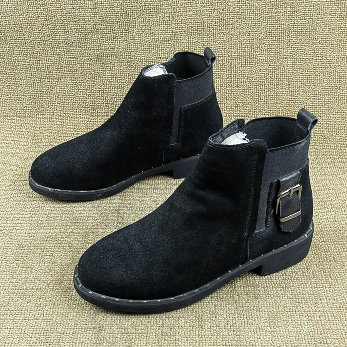 36码撤柜断码清仓处理冬季新款圆头粗跟中跟套筒加绒时尚时装靴潮