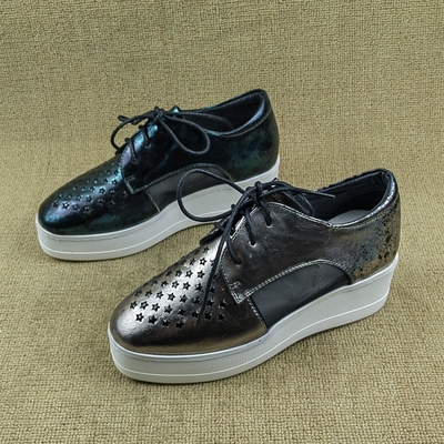 瑕疵撤柜断码清仓处理春季新款圆头中跟平底透气系带时尚女单鞋潮