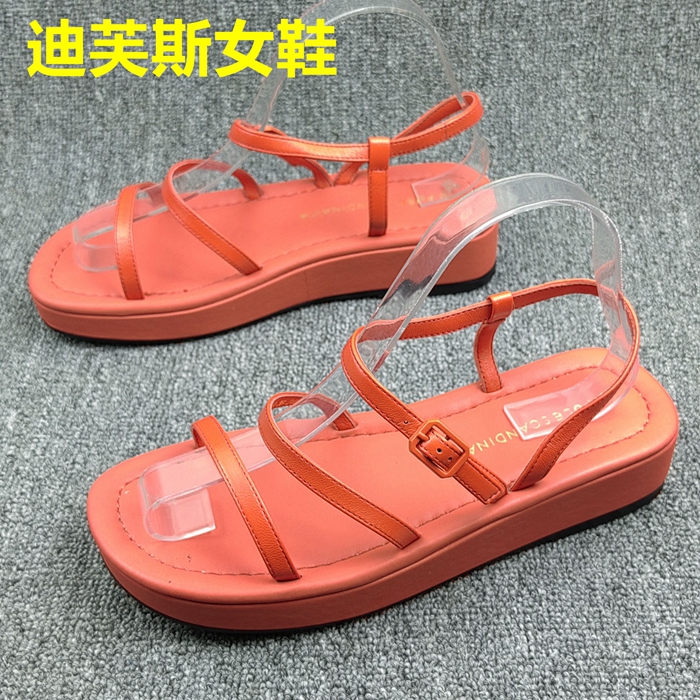 迪芙斯38码撤柜断码处理夏季新款圆头露趾细跟高跟鞋浅口女凉鞋潮