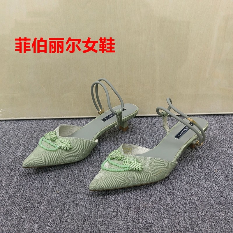 菲伯丽尔35码瑕疵清仓尖头浅口刺绣低跟凉鞋女仙女风绑带休闲鞋潮,女鞋,休闲凉鞋,淘宝优惠券,粉丝福利购,淘宝优惠卷