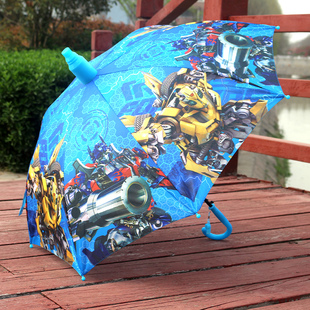 变形金刚儿童雨伞幼儿园小学生轻便男女孩长柄黑胶半自动防水套伞