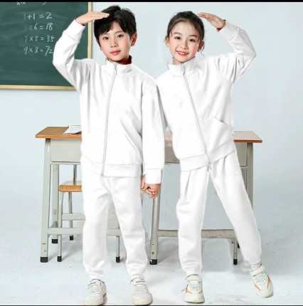 儿童白色运动套装春秋款新款中大童男童女童学生班服二件套园服潮