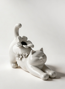 K11x COCO CAT 艺术家ALEX亲签独家权益创意陶瓷猫咪花瓶摆件装饰
