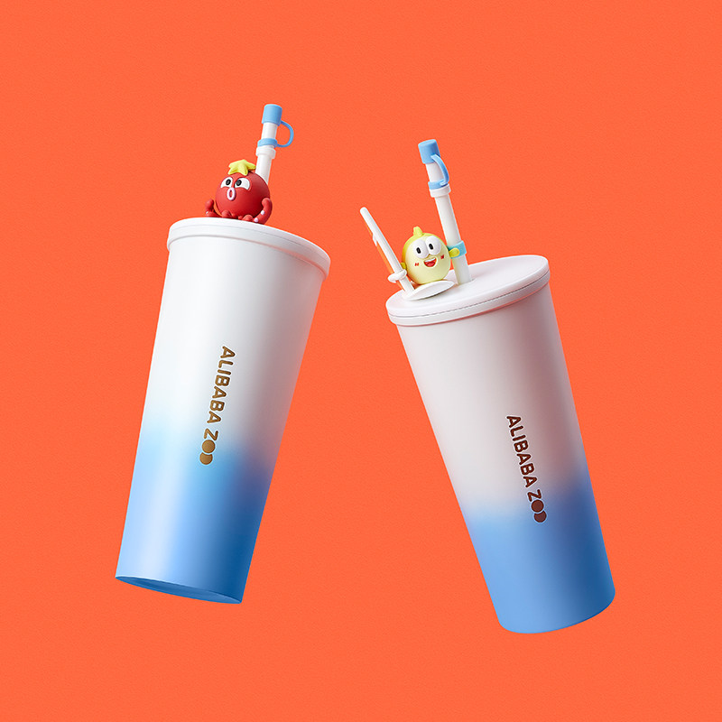 阿里库/闲鱼/章小聚/飞猪不锈钢吸吸杯304l大容量水杯盲盒款随机