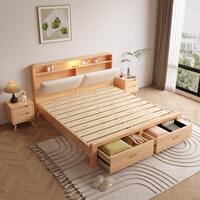 Nordic all-solid wood 1.8-meter master bedroom, modern and simple 1.5-meter, 1.35-meter, 1.2-meter bed with drawer storage bed at the end thumbnail 3