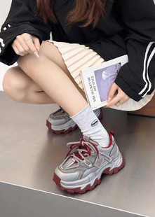 欧洲站厚底老爹鞋女潮ins2026春季新款增高带钻秀气休闲运动鞋