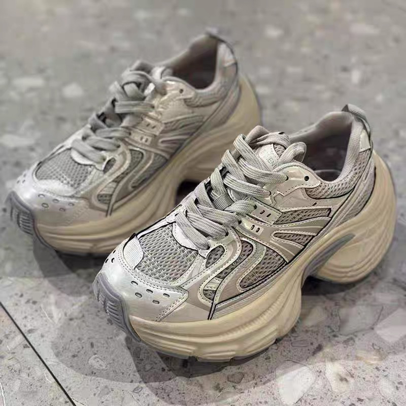 欧洲站2025新款厚底增高老爹鞋女网面透气休闲鞋运动鞋