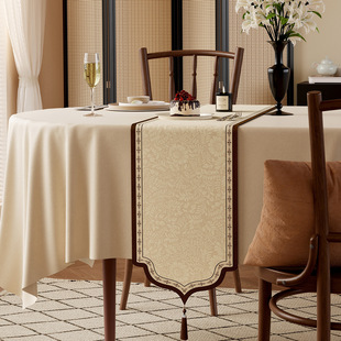 中古风桌旗轻奢高端餐桌旗布茶台桌布棉麻布艺长条电视柜斗柜盖布